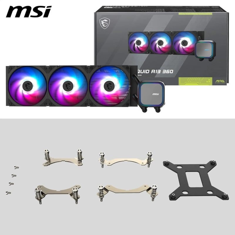 MSI MAG CORELIQUID A13 360mm RGB AIO Liquid CPU Cooler - Black